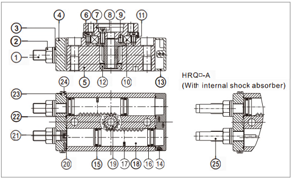 Cilindro de mesa giratoria serie HRQ .png Cilindro de mesa giratoria serie HRQ .png