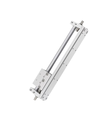 Silinder Pneumatik Rod Berkembar Aluminium Perak, Untuk Perindustrian